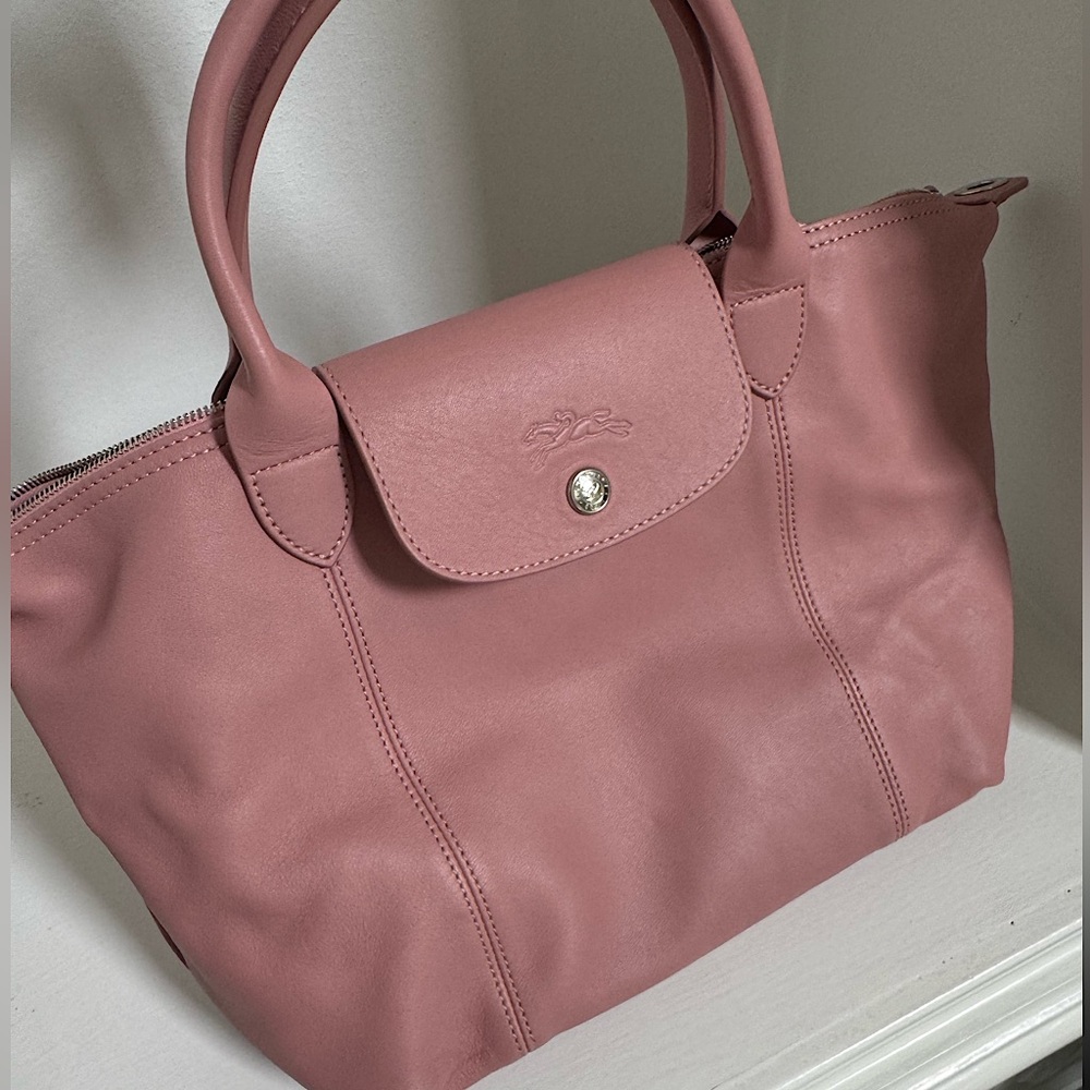 Longchamp Le Pliage Small Leather Tote – Pink